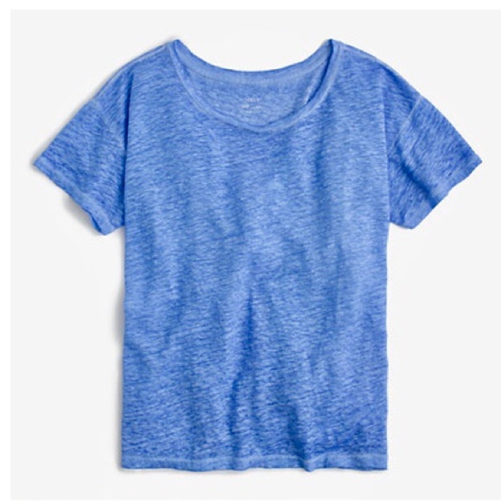 J Crew Relaxed Linen T-shirt Heather Blue Tee